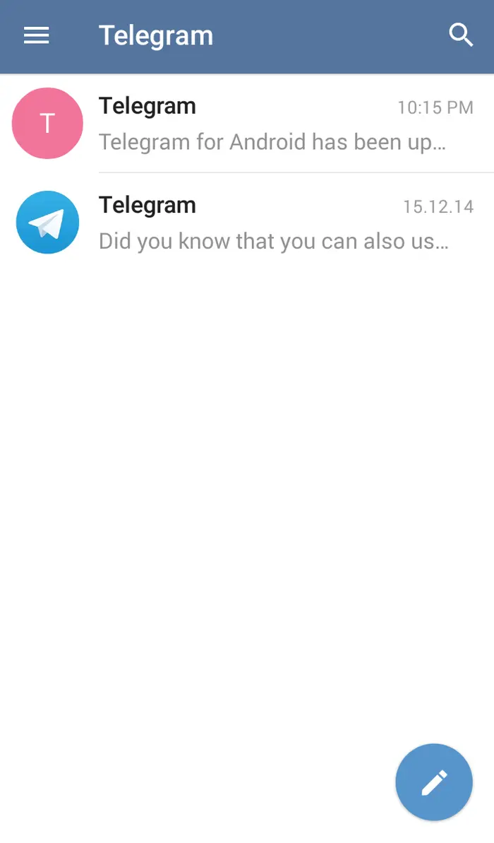 Telegram手机端新建聊天入口示意图